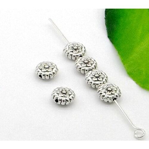 Free Shipping Wholesale 300pcs Tibetan silver Flower Spacer Beads 7.5x4mm DIY