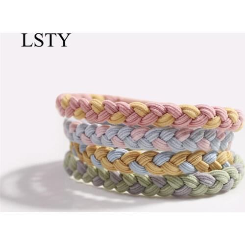 4Pcs/set Color Matching Twist Braid Hair Tie Korean Version Of High Elastic Tie Hair Thick Rubber Band Hand-woven Head Rope