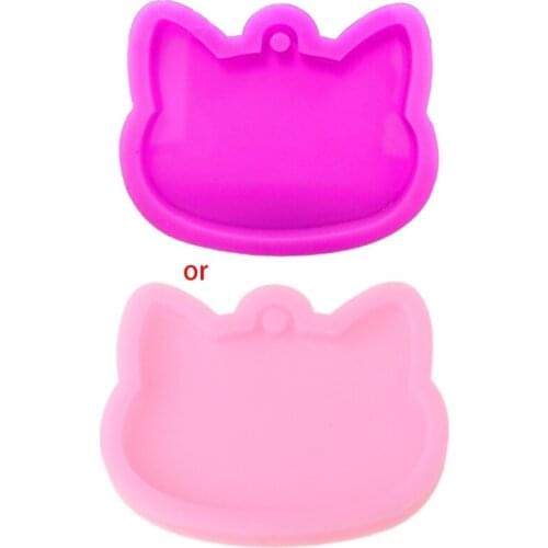 83XC Crystal Epoxy Resin Mold Cat Head Heychain Casting Silicone Mould DIY Craft Tool