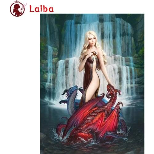DIY Diamond Painting Fantasy art, sexy woman, dragon Diamond Mosaic Full Drill Square Embroidery Cross Stitch Handmade Hobby