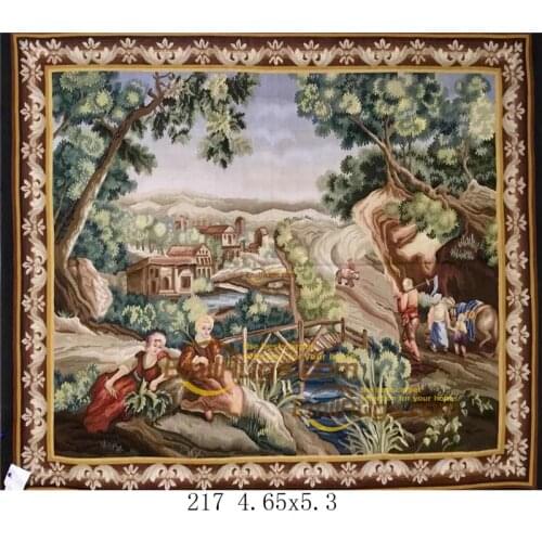 Antique Aubusson Tapestry Brown Fashionable Circular Household Decoration Mat Vintage Style Aesthetic