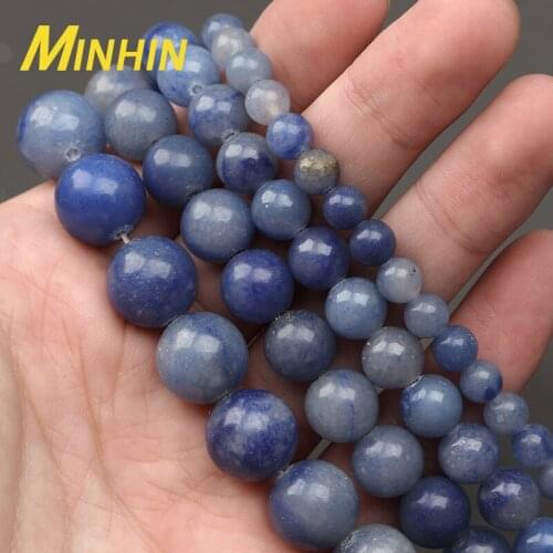 MINHIN 6 8 10mm Natural Stone Blue Aventurine Beads Loose Spacer Beads For Jewelry DIY Making Bracelet Accessories 15