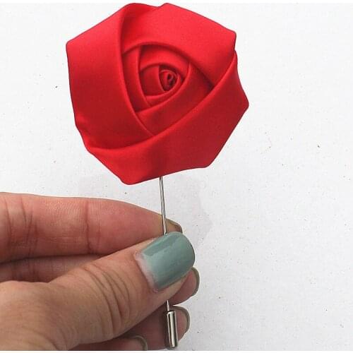 Silk Roses Flower Groom Boutonniere Silver Alloy Bridal Wedding Decoration de Mariage Corsage Men Suit Flores Brooch X1380