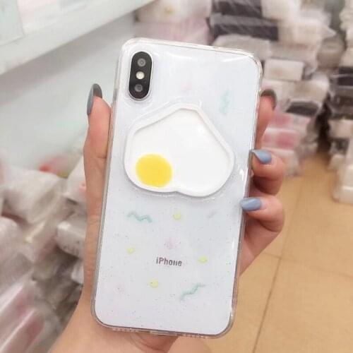Tfshining Epoxy Soft TPU Glitter Bling Phone Case For iPhone XS XR XS Max X 8 7 6 6S Plus Dynamic Eggs Transparent Cover Coque