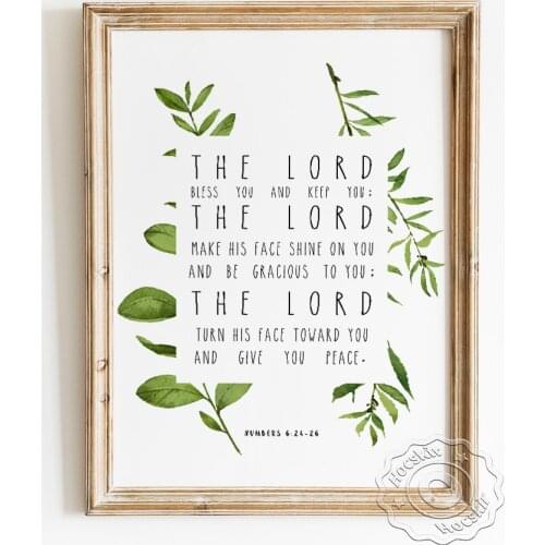 Numbers 6:24-26 The Lord Bless You Bible Verse Prints Poster, Christian Quotes Wall Stickers, Large Scripture Modern Home Decor