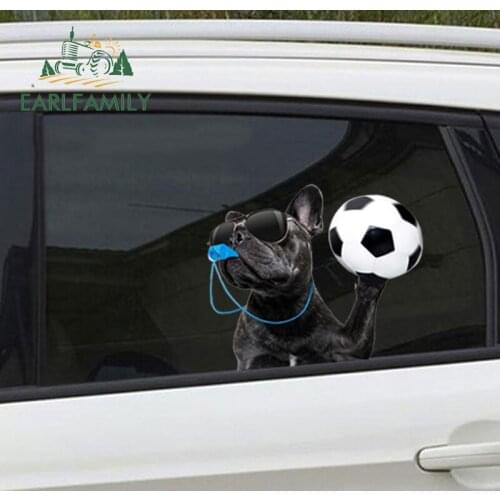 EARLFAMILY 13cm x 11cm Funny Bulldog Football Referee Car Stickers and Decals Window Bumper JDM VAN Waterproof Car Accessories