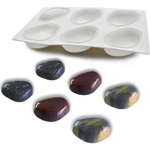 6-hole Colorful Pebbles Mousse Cake Mold DIY Baking Mold French Dessert Mold Fondant Silicone Mold Cake Decorating Resin Mold