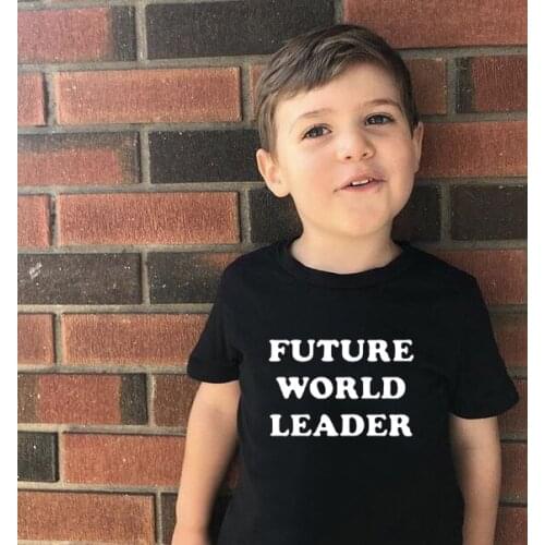 Boys T Shirt Girl Tshirt Future World Leader Print Kids T-shirt Summer Toddler Baby T-shirts Unisex Fashion Tops Tees Shirts