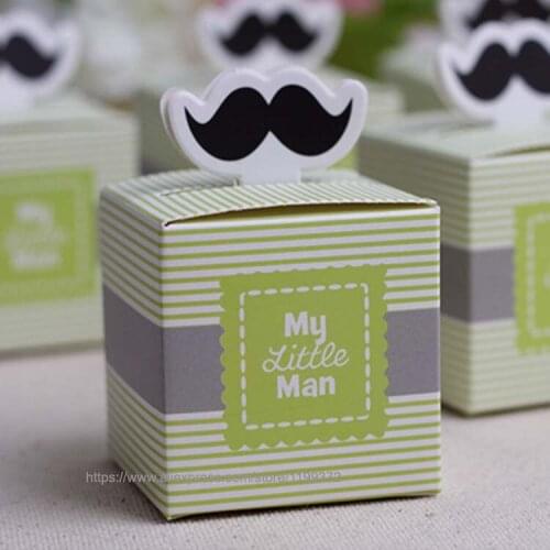 200pcs My Little Man Baby Boy Shower Bow Tie Moustache Christening Baptism Favours Gift Candy Box Birthday Wedding Party