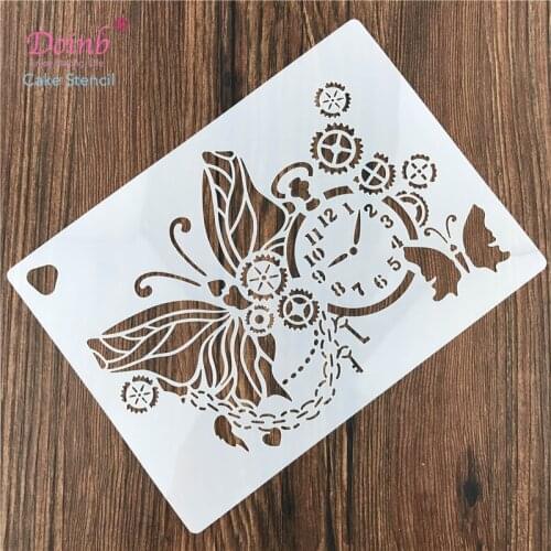 Classic Butterfly Clock Cake Stencil Baking Mold Decoration Wall Painting Album Decorative Embossing Paper Cards DIY Craft Tool