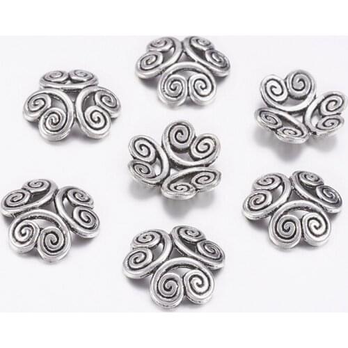 50pcs 13mm Tibetan Style Flower Bead Caps End Caps for Jewelry Making DIY Accessories Findings Hole 2mm