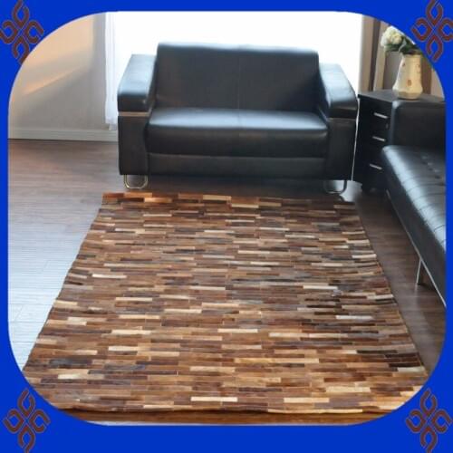 Fashionable art carpet 100% natural genuine cowhide leather carpet pins