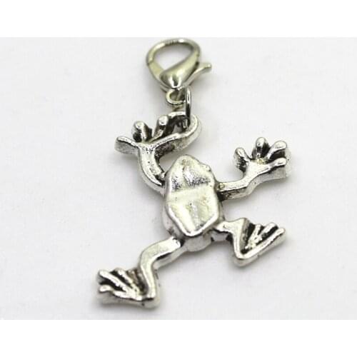 Hot Selling 50pcs Silver Frog Dangle Charms Lobster Clasp charms Hanging Charm DIY Jewelry Accessories Bracelet Necklace Charm