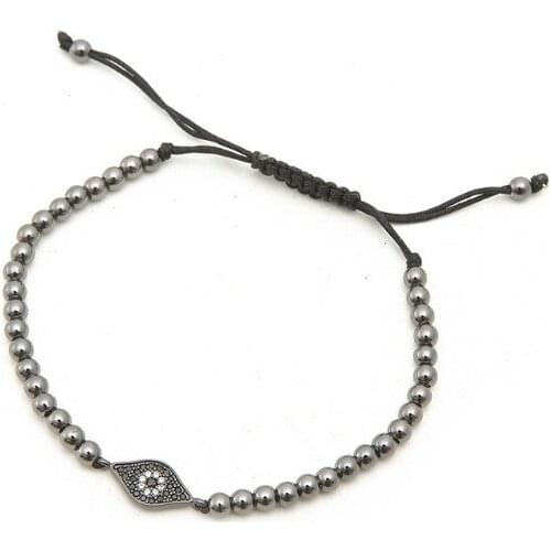 Copper Turkish Evil Eye micro pave cz Cubic Zirconia bracelet rope adjusted Macrame religion ur3 Braiding Bangles Women