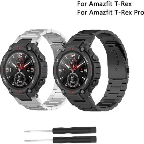 Metal Band Straps For Huami Amazfit T-Rex A1918 T-Rex Pro Smart Watch Bracelet Stainless Steel Replacement Wrist Strap