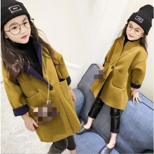 Cute Kids Baby Girls Overcoat Woolen Single Breasted Coat For Girl Outerwear Autumn Winter Warm Clothes 6 8 10 12 14Year