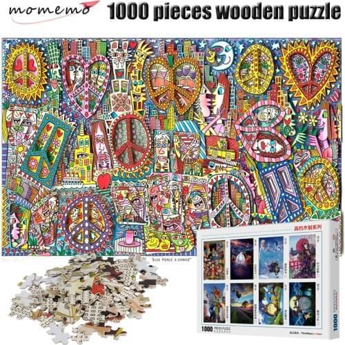 MOMEMO Abstract Painting Puzzle Wooden 1000 Pieces Toys Color Painting Jigsaw Puzzle Adult Puzzle Game Assembling Children Toys