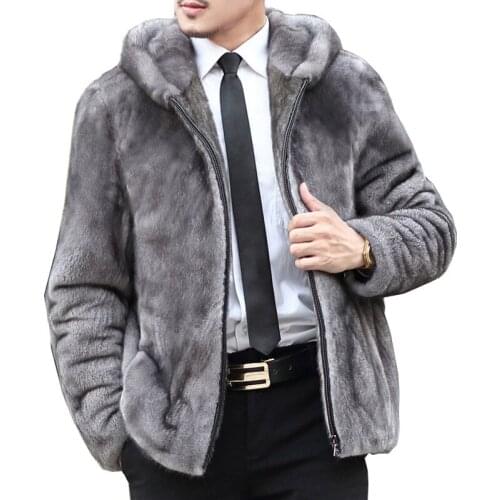 2018 New Mens Coat Mens Faux Fur Coats Twisted Leather Faux Fur Hooded Grey Coat Artificial Fur Size S M L XL XXL XXXL 4XL 5XL