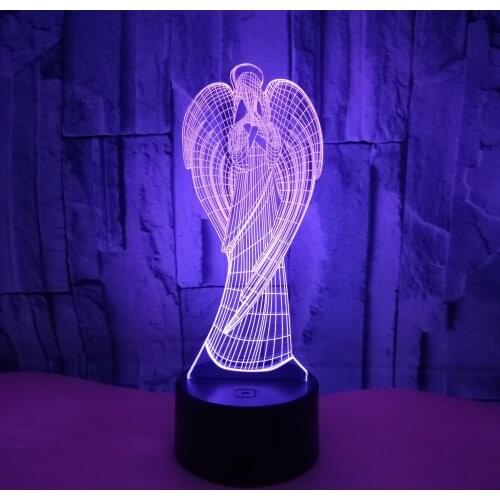 Angel 3d Nightlight Remote Control Touch Colorful 3d Table Moderne Desk Lamp Creative Gift Customized 3d Small Table Lamp