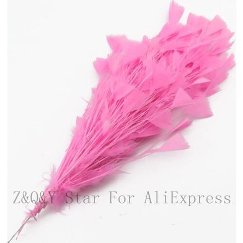 Natural turkey tear flat wool dyed dark pink made into 30-35CM wire flower DIY craft performance costume feather