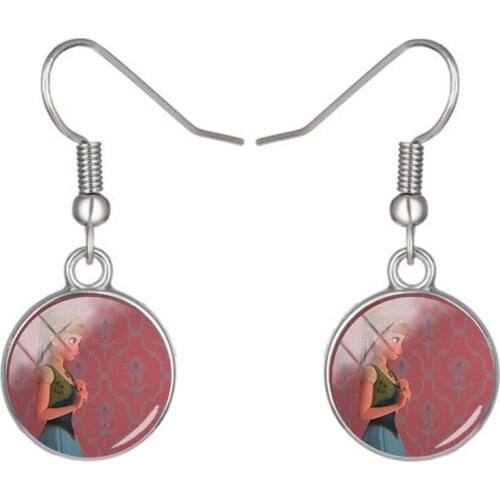 Disney Frozen Pendant Earrings Princess Aisha Pendant Earrings Handmade Glass Cabochon Fashion Exquisite Pendant Earrings