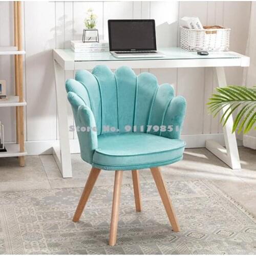 Fully removable and washable Nordic computer chair girls simple modern fabric desk flower chair casual nail net red makeup chair