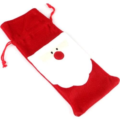 Clearance Sale Cute Red Wine Bottle Cover Bags Santa Sack Claus Banquet Dinner Table Clothes Party Decor Christmas Decoration