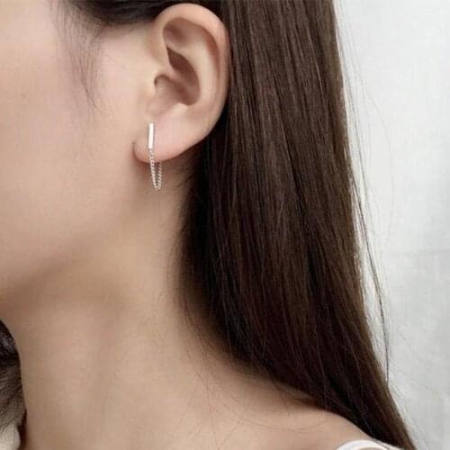 Stainless steel earrings ladies girls party bar chain earrings silver earrings bar earrings chain earrings earrings earrings