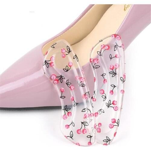 2pcs Cherry Silicone Gel Insoles Shoes Anti Slip Pads Foot Care Protector For Heel Rubbing Cushion Pads Shoes Insoles Insert