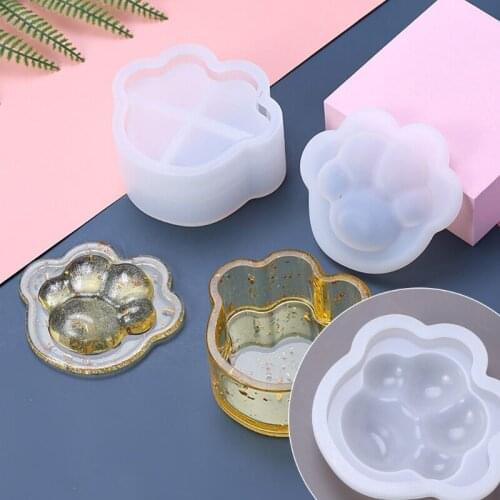 Resin Tray Mold DIY Epoxy Crystal Cat Paw Storage Box Mould Silicone Resin Mold for DIY Craft Home Decor