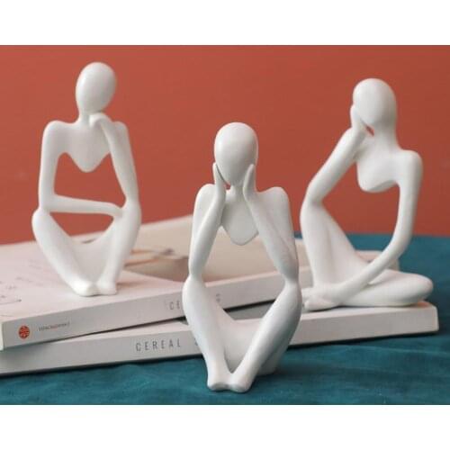 Thinker Statue Nordic Abstract Resin Sculpture Handmade Resin Modern Hollow Modern Art for ffice Home Decoration Desktop Decor