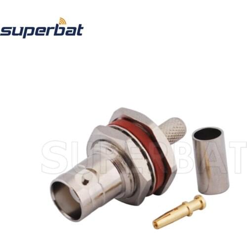 Superbat BNC Crimp Jack Bulkhead O-ring RF Coaxial Connector for Cable RG58 RG142 LMR195