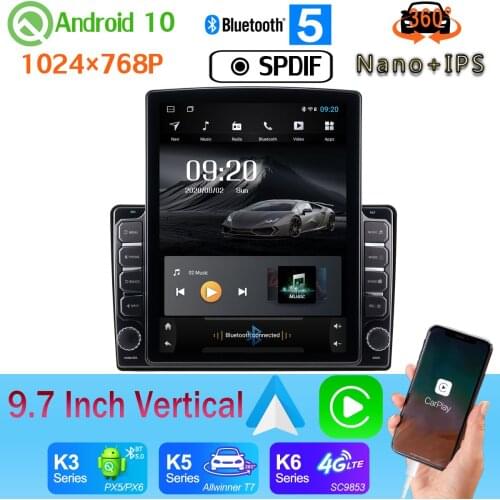 SPDIF Nano+IPS 9.7" Vertical Style Car Media Player GPS For Renault Duster Dacia 2014-2018 Android 10 360 Camera PX6 4+64G Radio