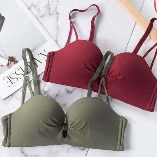 Wasteheart Women Fashion Red Green Padded Bra Sets Lovely Cut Out Mesh Panties Wireless Underwear Sexy Lingerie A B C Seamless