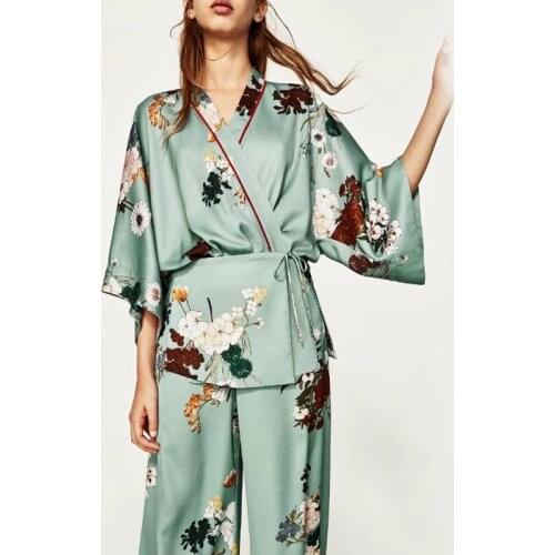 Japanese Kimono 2021 Summer Lady Floral Print Cardigan Traditional Shirt Yukata Japanese Kawaii Lace-Up Dress