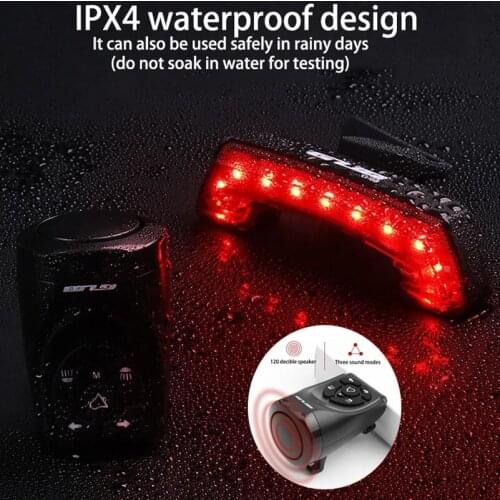USB Rechargeable LED Bicycle Tail Light Wireless Remote Control Taillight W/ Horn Bell Rear Seatpost Cycling Light Waterproof