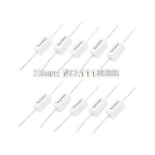 10 Pcs 5W Watt 100 Ohm 5% Ceramic Cement Power Resistor White