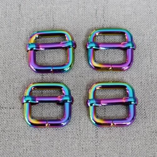 10 Pcs/Lot 15mm Colourful Metal Sliders Adjustable Buckle Bag Dog Collar Straps Belt Loop Garment Sewing Accessories Tri-Glides