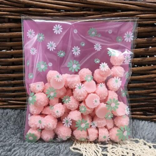 10cm*10cm 50Pcs Purpple Chrysanthemum Cookie Self Adhesive Plastic Packing Bags Biscuit Cupcake Baked Food Package Pouches