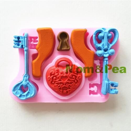 Mom&Pea 1238 Free Shipping Keys Silicone Mold Cake Decoration Fondant Cake 3D Mold Food Grade
