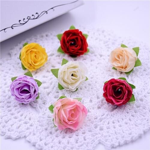 20pcs Mini Silk Artificial Rose Flower For Wedding Home Party Decoration Mariage Flores Clothing Hats Accessories Rosa Flowers