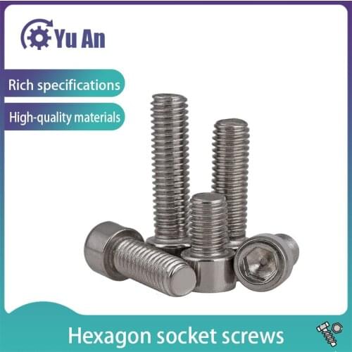 201 Stainless Steel Inner Hexagonal Screw Cup Head Hexagonal Cylindrical Head Hexagonal M3-M8 20PCS