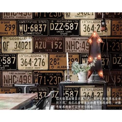 Beibehang papel de parede 3d Retro nostalgic license plate tin wallpaper bar restaurant restaurant clothing store wallpaper roll