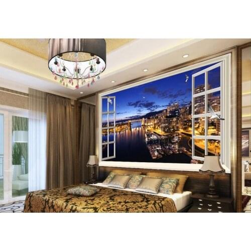 3d wallpaper for room Outside the window beautiful city starry night background wall decoration painting mural 3d wallpaper