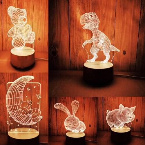 3W Remote & Touch Control 3D LED Night Light Table Desk Many stypes Lamp Xmas Home Decoration Lovely Gifts For Kids