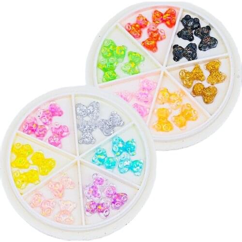6 Shapes Rhinestone Nail Charms "Gummy Bears" (Assorted 6 Colors) Bear Nail Rhinestones Mix Mini Stones 3D nail art Charm -11mm