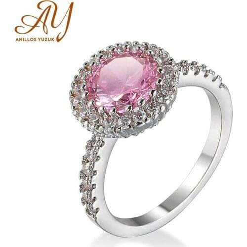 Anillos Yuzuk Simple 925 Silver Ring With Oval Crystal Gemstone Wedding Engagement Ring Finger Jewelry Size 6 7 8 9 10