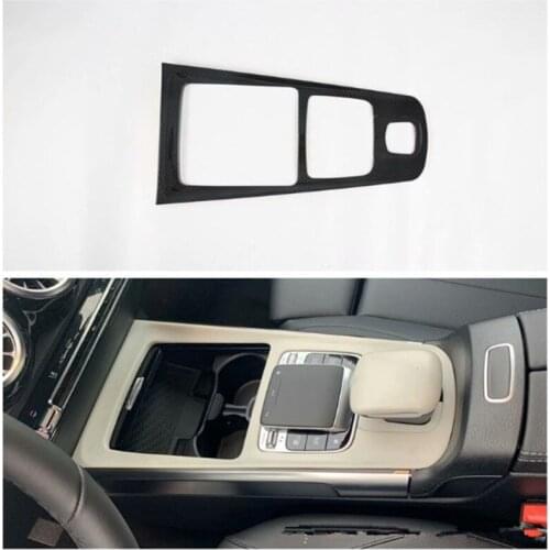Car Center Gear Shift Water Cup Holder Trim Sticker Chrome ABS For Mercedes Benz GLA GLB 2020 Car Styling