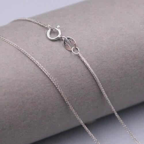 New Pure Solid 18K White Gold Necklace 0.8mm Wheat Link Chain Necklace 17.71‘’L