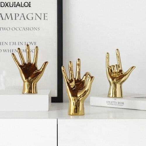 DXUIALOI modern minimalist character fist OK gesture ceramic handicraft electroplating office decoration home decoration
